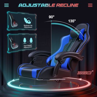 Chaise de jeu ALINUNU Conception ergonomique avec support lombaire de massage et siège pivotant 360