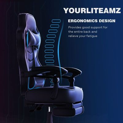 Mécanisme fonctionnel Chaise de jeu Alinunu avec repose-pieds, appuie-tête et soutien lombaire
