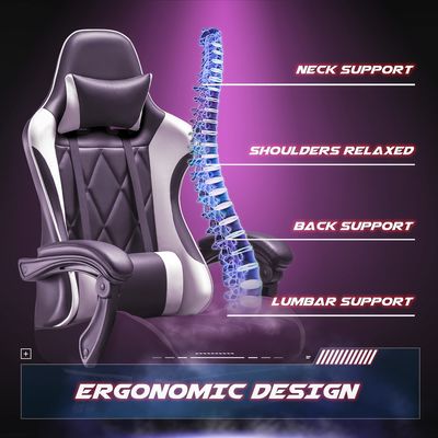 Chaise d'ordinateur ergonomique avec repose-pieds et support lombaire de massage
