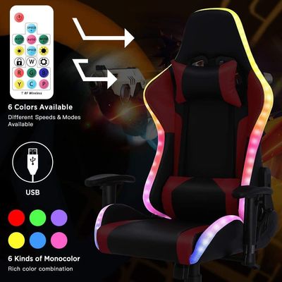 Chaise de jeu RGB ALINUNU de style moderne avec fonction de rotation 360 et fonction de massage
