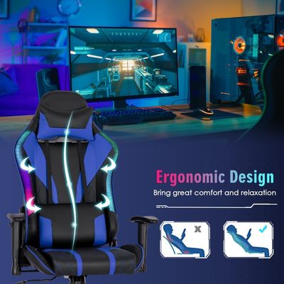 Personnalisez une chaise de jeu vidéo ergonomique avec des lumières LED RVB et un design réglable