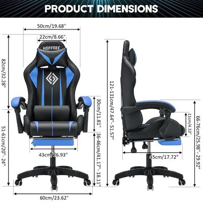 Chaise de jeu de massage par ordinateur ergonomique direct ALINUNU avec repose-pieds et lumières LED