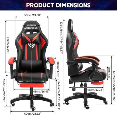 Personnalisez le fauteuil de jeu de massage informatique ergonomique ALINUNU avec lumières LED et repose-pieds