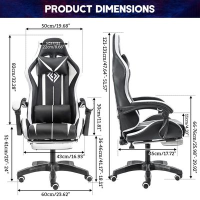 Chaise de jeu de massage par ordinateur ergonomique personnalisée avec lumières LED et repose-pieds