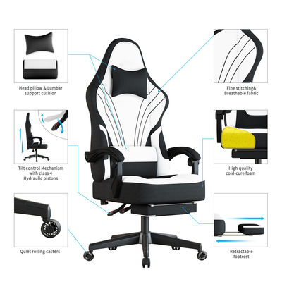 Chaise de jeu de bureau avec repose-pieds et dimensions du produit 25 &quot;D x 23&quot; W x 53 &quot;H
