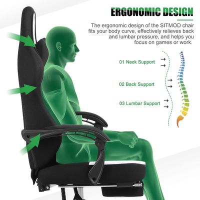 Chaise de jeu de bureau avec repose-pieds et dimensions du produit 25 &quot;D x 23&quot; W x 53 &quot;H