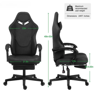 Chaise de jeu informatique ergonomique avec repose-pieds personnalisable en couleur