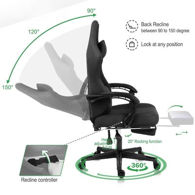 Chaise de jeu informatique ergonomique avec repose-pieds personnalisable en couleur