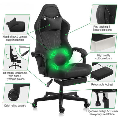 Chaise de jeu informatique ergonomique avec repose-pieds personnalisable en couleur