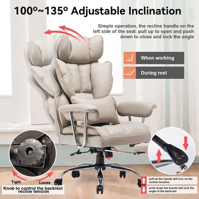 Assise pivotante en cuir en PU à dos élevé pour plus de confort