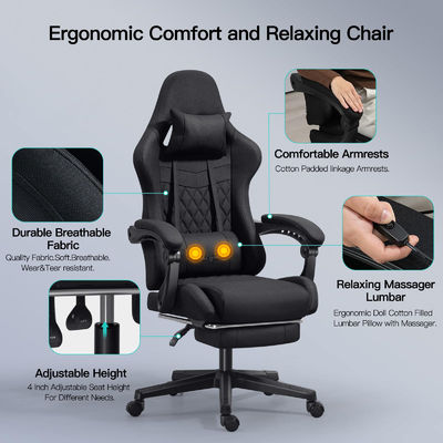 Chaise de jeu informatique personnalisée de couleur ergonomique réglable avec repose-pieds et massage