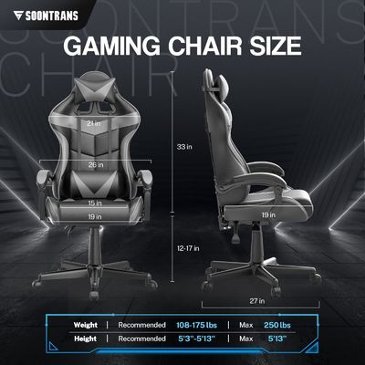 Obtenez la chaise de jeu en PU avec un massage de 33&quot;D x 24&quot;W x 49.2&quot;H