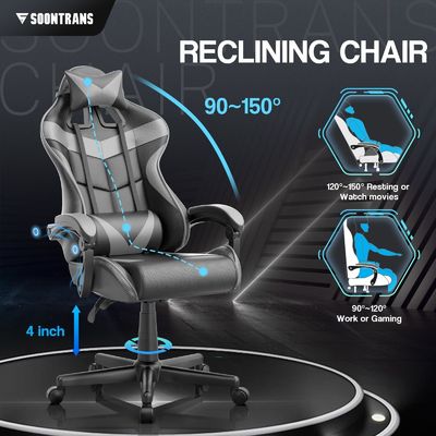 Obtenez la chaise de jeu en PU avec un massage de 33&quot;D x 24&quot;W x 49.2&quot;H
