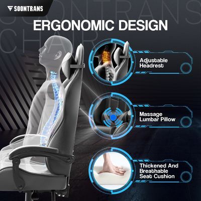 Obtenez la chaise de jeu en PU avec un massage de 33&quot;D x 24&quot;W x 49.2&quot;H