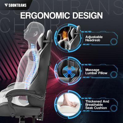 Fournir directement une chaise de joueur ergonomique de style moderne avec massage et cuir synthétique