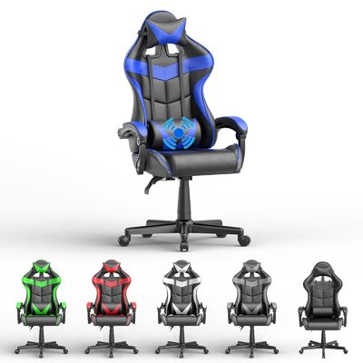 Chaise de joueur ergonomique ALINUNU avec massage et cuir synthétique