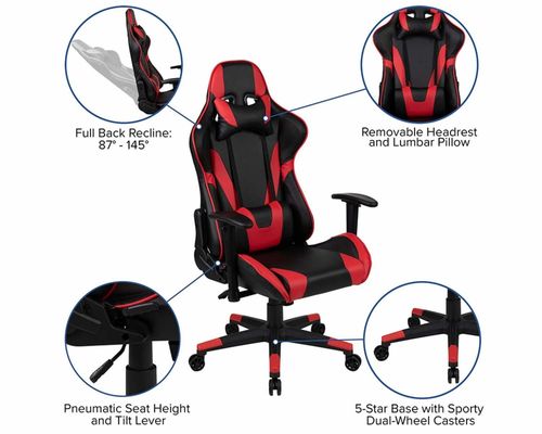 Chaise de jeu de course avec conception ergonomique et dimensions du produit de 29&quot;D x 29&quot;W x 48&quot;H