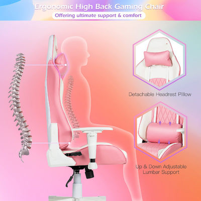 Chaise de jeu personnalisée en couleur de style de course avec support lombaire réglable et repose-tête