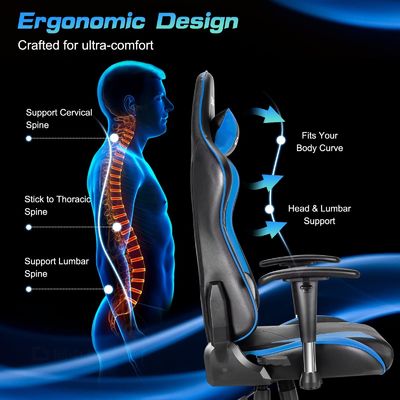 Chaise de jeu ALINUNU Chaise de course avec support lombaire réglable et repose-tête