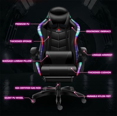 Améliorez votre installation de jeu avec la chaise de jeu de massage PC ALINUNU avec LED et haut-parleurs