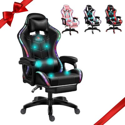 Chambre de jeux d'ordinateur de design moderne Chaise de jeu LED avec haut-parleurs et oreiller lombaire