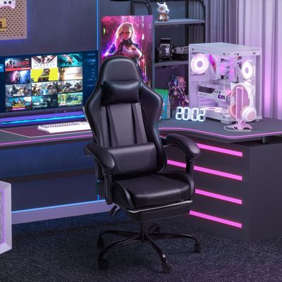 41.9 livres Chaise de jeux de course vidéo Repose-tête à siège pivotant ergonomique 3 ascenseurs à gaz
