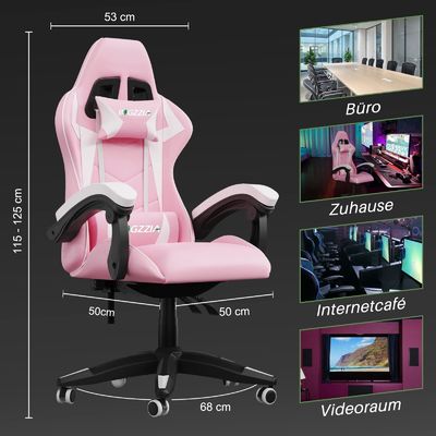 Chaise de jeux vidéo reposante à 3 ascenseurs à gaz avec repose-tête et support lombaire