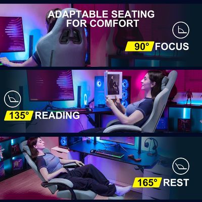 Chaise de jeu de course à dos haut ALINUNU avec hauteur réglable et fonction de pivotement 360