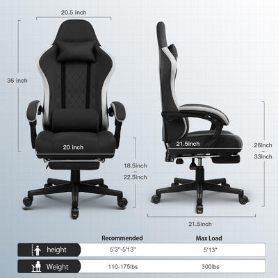 360 rotatif/ réglable en hauteur/ reclinant dos haut fauteuil de jeu informatique ergonomique ALINUNU