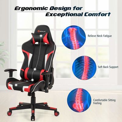 Chaise de course pour ordinateur de jeu réglable en hauteur pour bureau Chaises de jeu ergonomiques