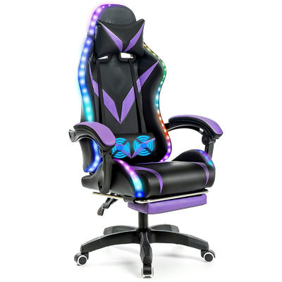 Emballage du courrier Chaise de jeu RGB ergonomique avec massage et lumières LED Style de chaise pivotante