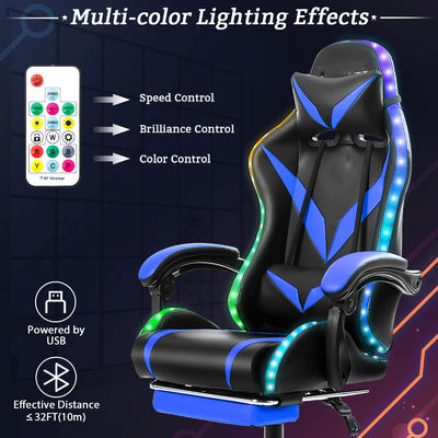 Matériau de cadre en chlorure de polyvinyle Chaise de jeu RGB avec massage et lumières LED Parfait