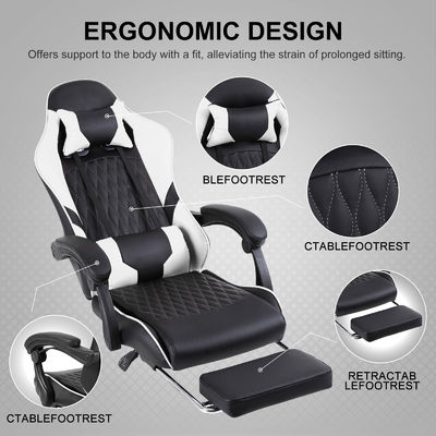 Chaise de jeu compétitive pour ordinateur de course en fer métallique avec repose-pieds et support lombaire