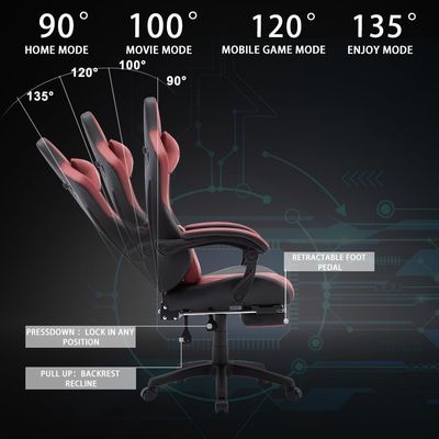 Chaise de jeu à dos élevé Chaise d'ordinateur en cuir Chaise de course exécutive de bureau ergonomique Chaise inclinable
