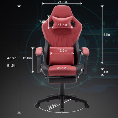 Chaise de jeu à dos élevé Chaise d'ordinateur en cuir Chaise de course exécutive de bureau ergonomique Chaise inclinable