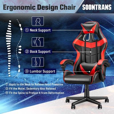Chaise de jeu de course à dos haut ergonomie avec support lombaire ALINUNU