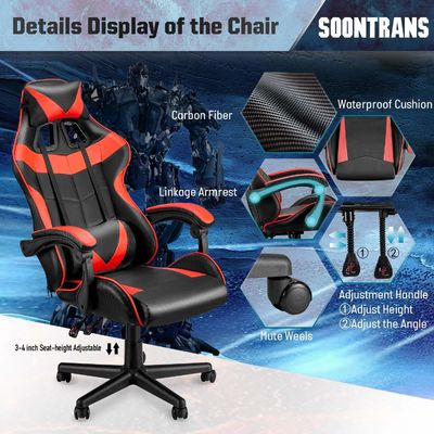 Chaise de jeu de course à dos haut ergonomie avec support lombaire ALINUNU