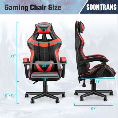 Chaise de jeu de course à dos haut ergonomie avec support lombaire ALINUNU