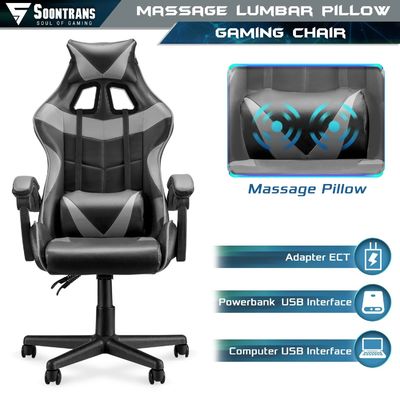 Chaise de jeu ALINUNU Chaise ergonomique à dos haut avec 3 ascenseurs à gaz et support lombaire