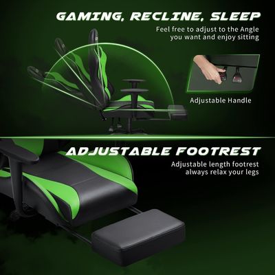 Chaise de joueur ergonomique avec repose-pieds personnalisée pour les courses et les jeux