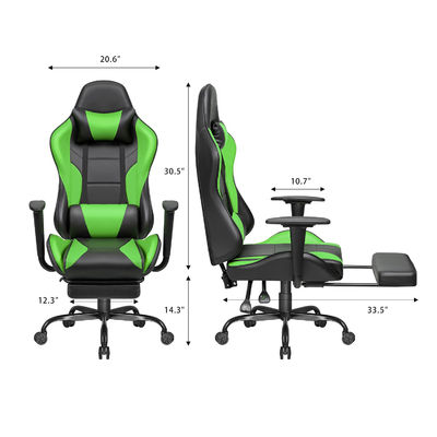 Chaise de joueur ergonomique avec repose-pieds personnalisée pour les courses et les jeux