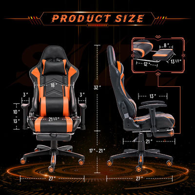 Chaise de course électronique réglable à l'aide d'un ordinateur à dos élevé à 360 tours avec repose-pieds et réglage de la hauteur