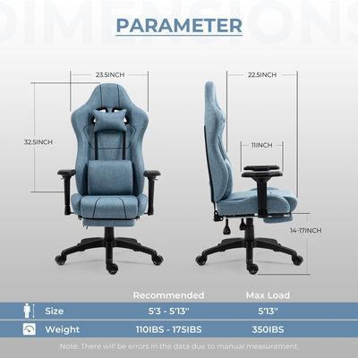 Chaise de jeu ergonomique de couleur personnalisée avec support lombaire de massage et repose-pieds ALINUNU