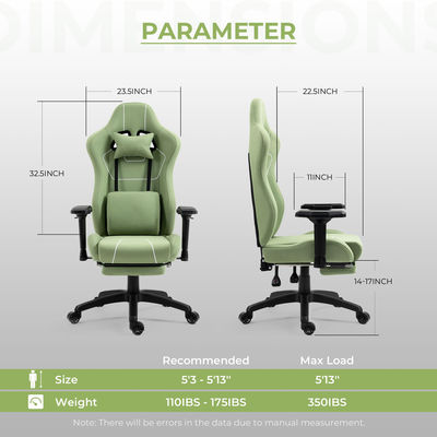 Chaise de jeu avec support lombaire de massage et repose-pieds dans un design moderne