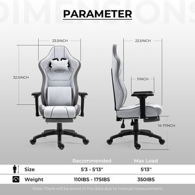 Chaise de jeu ergonomique de couleur personnalisée avec support lombaire de massage et hauteur réglable