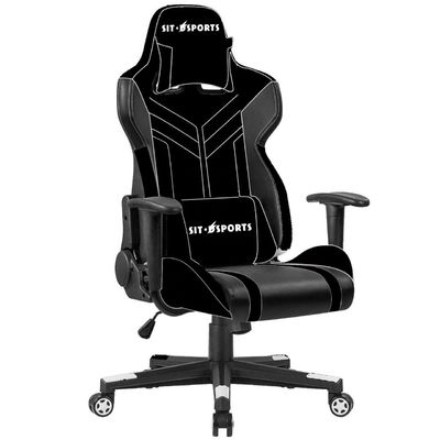 Chaise de bureau en cuir pivotant avec support lombaire et repose-tête
