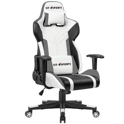 Chaise de bureau en cuir pivotant avec support lombaire et repose-tête