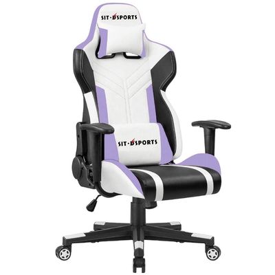 Chaise de bureau en cuir pivotant avec support lombaire et repose-tête