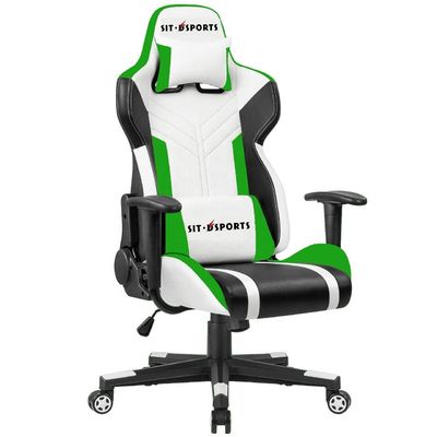 Chaise de bureau en cuir pivotant avec support lombaire et repose-tête
