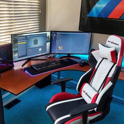 Chaise de bureau en cuir pivotant avec support lombaire et repose-tête